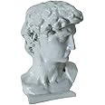 David Face Art Mini Figure Size 3 inch | Table Decor David Statue | Head Sculpture | Modern Art Unique Home Decoration Gift Handmade Concrete ( White)
