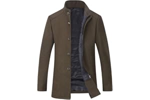 YOUTHUP Mens Wool Coat with Gilet Winter Thick Trench Coat Casual Outdoor Warm Peacoat