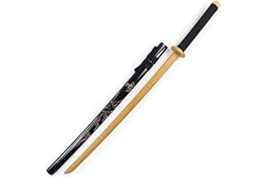 KPTKP Wooden Sword Iaido Sword and Kendo Sword Iaido Martial Arts Practice Pair of Practice Japanese Toyo Samurai Blade with Wooden Sword and Bamboo Sword-C||102CM