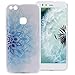 Produktbild P10 Lite Hülle Blumen, ZXK CO Transparent Halb Blauen Mandala Blüten Muster Transparent Ultra Dünne TPU Silikon Handy Hülle Etui Kratzfeste Stoßfeste Case Cover für Huawei P10 Lite