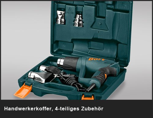 Bort BHG-2000U-K 2000 Watt Heißluftgebläse 2 stufig bis 600 С° inkl. 4-teiligem Zubehör - 6