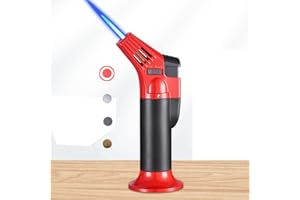 ibforcty Refillable Culinary Cooking Torch Kitchen Blow Torch Lighter with Safety Lock Adjustable and Lock Flame (Butane Gas not Included) (Red)