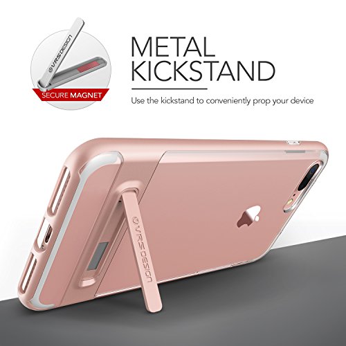 VRS Design Funda iPhone 7 Plus Carcasa Transparente  Oro Rosa  Flexible TPU Protecci  n de Grado Militar Carcasa Choque Absorci  n  Kickstand  Crystal Bumper  para Apple iPhone 7 Plus 2016
