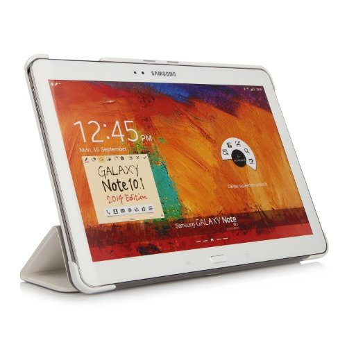 iHarbort® Samsung Galaxy Note 10.1 2014 Edition Hülle Case – Ultra Slim Leder Tasche Hülle Etui Schutzhülle Für Samsung Galaxy Note 10.1 Zoll 2014 Editon P600 P601 Case Holder mit automatischer Weckfunktion (Galaxy Note 10.1 2014 Edition, Weiß) - 2