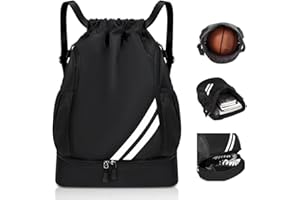 Umikk Mode Sport Rucksäcke, Große Kapazität, Turnbeutel, Wasserdicht, mit Bodenfach und Breit Kordelzug,Beutel, Klein mit Innentasche, Außentasche für Schnellzugriff