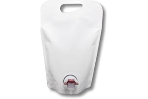 AGRI plus Stand Up Bags in White, 3 Litres, Pack of 20, High-Quality Juice Bags with Tap, Foldable Camping & Festival Drinking Bag, Bag-in-Box Bag for Apple Juice, Juice & Wine