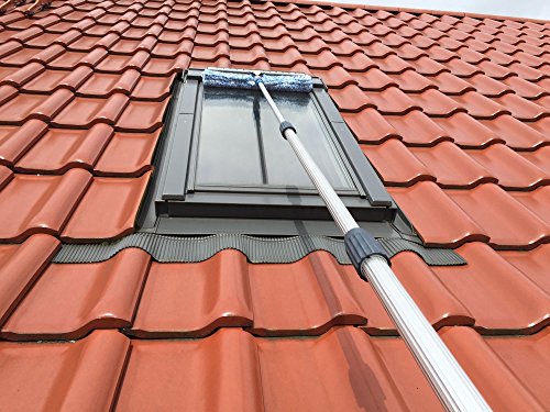 Teleskop-Fensterputzer Profi-Set mit Gummilippe, Kombi-Fensterwischer 50cm, Drehgelenk und Alu-Teleskopstange 6m – für Wintergarten-, Fenster- und Solaranlagen-Reinigung - 3