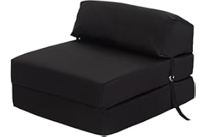 Ready Steady Bed Cómoda Silla Plegable en Z | Sofá Cama Futón Ligero | Cubierta Suave y Resistente al Agua | Colchón Individual de diseño ergonómico Zbed (Negro)