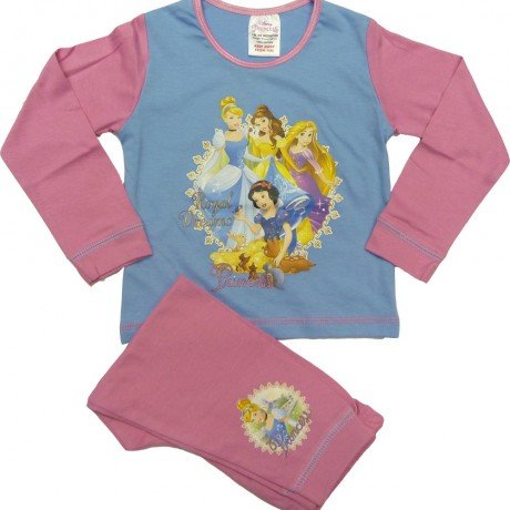 Kids Girls Official Disney Princess Long Pyjamas Pj's Set 2 Piece Cuffed Bottom Trousers Size 1-5 Years (18-24 months, ROYAL DREAMS)