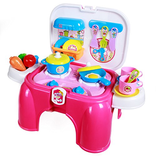 Preisvergleich Produktbild SGILE Küche Spielset Spielzeug Kitchen Playset Rollenspiele Küchenspielzeug Kochgeschirr und Lebensmittel