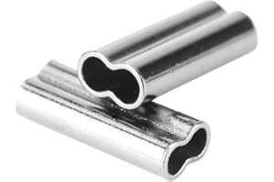 ‎VGEBY Angelschnur Klemmhülsen 100 Stücke Doppel Barrel Ärmel Kupferrohr Anschlüsse 1 / 1,2 / 1,4 / 1,6 / 1,8 / 2mm