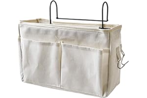 HOMEYUSER Bedside Pocket Hanging Storage Organizer Sofa Storage Pocket for Organizing Tablet Pad Magazine Books Phone Chargers and More Gadget (white)