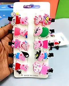 KIDOS JOY Funky Pepppuu Pig Attractive Hair Clips Stylish Beauty Alligator Clip/ Hair Accessories for Girls Teens, Toddlers, Kids, Women / Gifting Option for Your Birthday Party Themes(10 Clips Set)