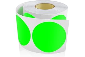 MEITAAT 500 pegatinas redondas de 50 mm, codificación de colores, círculo, rollo de puntos marcadores, verde fluorescente