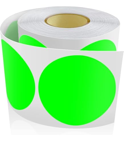 Hybsk Etichette Adesive Per Codifica Colore, Carta Rotonda, Autoadesiva, 25 Mm, Giallo, 1.000 Pezzi Per Rotolo, 1 Rotolo Giallo - Foto 13