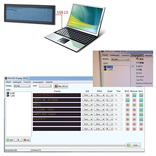 Wiederaufladbare blaue LED Programmierbare Badge Display mit USB Programmier LD411 - 6
