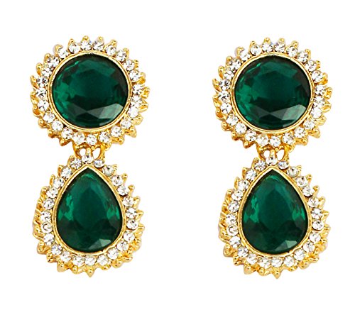 Touchstone Boucles d'oreilles créatrices de bijoux en émeraude avec cristaux blanc glamour Hollywood pour femme Vert