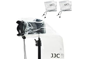 JJC Pokrowiec przeciwdeszczowy na aparat Canon do Nikon Sony z obiektywem i lampą błyskową do 28 x 17 cm (dł. x szer.), przezroczysty płaszcz przeciwdeszczowy aparat, osłona przeciwdeszczowa, odzież
