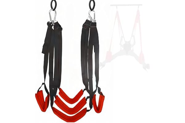 Svart-röd nylon yogarem med justerbar längd för händer och ben, lämplig för yoga och muskelsträckning