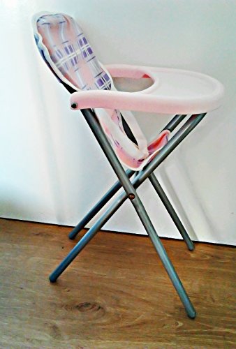 Girls Pink Pretend Play Doll High Chair Feeding Accessory Toy Children House Play Fun Activity Indoor Outdoor Gift Xmas Birthday Set