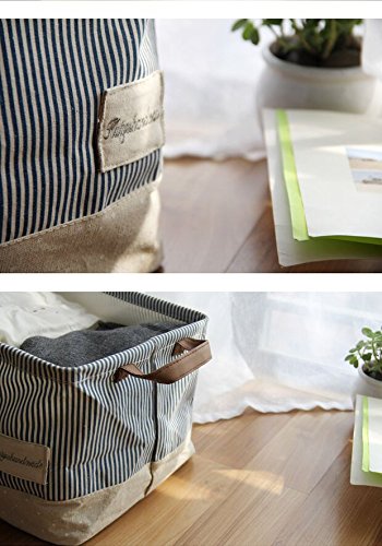 dokehom DKA0611BBS Baumwolle Leinen Quadratisch Aufbewahrung Wäschekorb, erhältlich in 5 Farben blau - 5