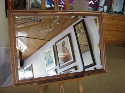 NEW VICTORIAN STAINED SHAPED SOLID PINE WALL OVERMANTLE MIRRORS - VARIOUS (Plain Mirror Glass, 21" X 17")