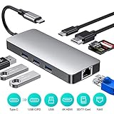 RAYROW Hub C USB, 8 en 1 hub de type C avec HDMI port de chargement PD 3 ports USB 3.0, lecteur de carte SD / TF, RJ45 Gigabit Ethernet Converter Convertisseur USB portable de type C pour Macbook iMac