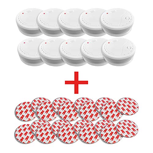 Preisvergleich Produktbild 10x Siter GS503 Rauchmelder mit 10 Jahresbatterie und Magnethalterung. Rauchwarnmelder / Brandmelder nach DIN EN 14604 mit 85dB Alarm Weiß