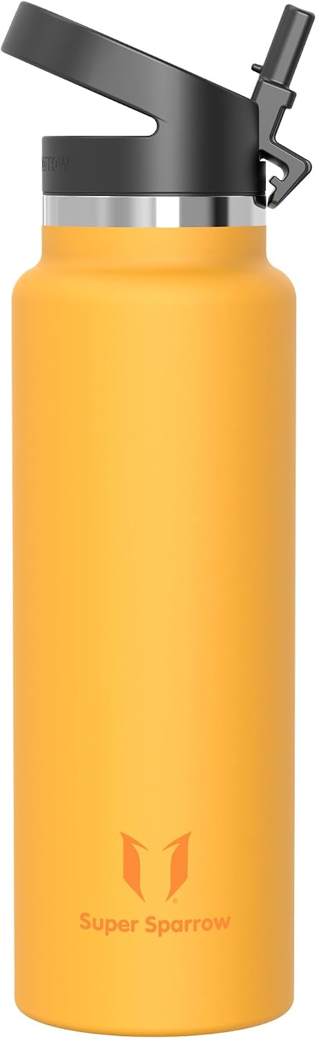 Super Sparrow Botella de Agua Acero Inoxidable - Botella Termica Boca Ancha con Paja 1.5L - Sin BPA, para Gimnasio, Deporte, Oficina, Yoga, Ciclismo