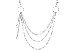 SAVOSWEET Trouser Chain, Pants Chain Gothic, Punk Jeans Chain, Silver Belt Chains, Hip Hop Chain with Moon Pendant, Metal Chain for Jeans, Pants, Trousers, Dress, Handbag, Wallet