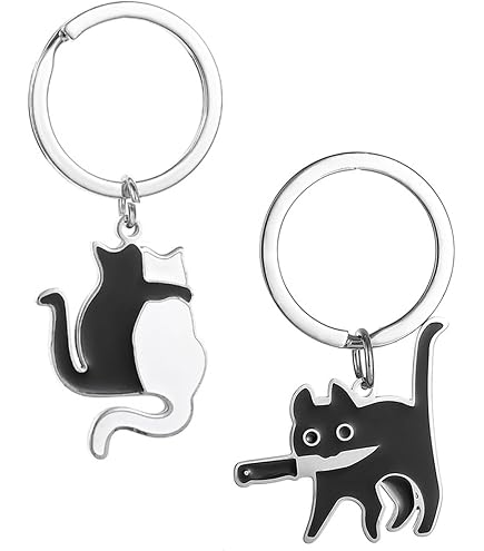 DUOWEI Portachiavi carino con gatto nero di Halloween, regalo