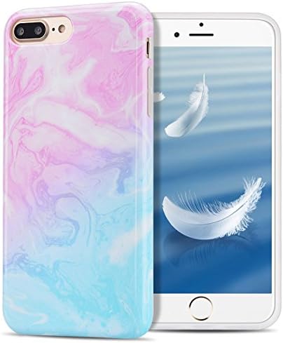 iPhone 7 Plus Case, iPhone 8 Plus Case, Ultra Slim Creative Marble Case Soft Silicone TPU Gel Rubber Case SpiritSun Clear Bumper Protective Back Cover [Shockproof] [Anti-Scratch] for iPhone 7 Plus / 8 Plus (5.5 inches) - Pink Blue
