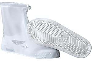 YOUNLEN Waterproof Shoe Covers Rainproof shoe covers Silicone shoe covers Keeps shoes dry in rainy days Suitable for outdoor walking and cycling（Transparent white）