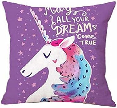 Cartoon Unicorn Print Pillow Case Bed Sofa Waist Cushion Cover Car Home Decor