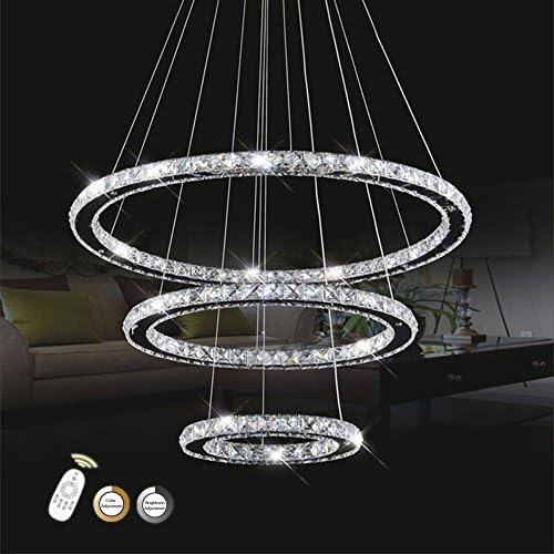 Pendant Light Pendant Lamp Chandelier Modern LED Crystal Chandelier Lights Lamp For Living Room Cristal Lustre K9 Pendant Light Hanging Ceiling Fixtures Remote Control ( Size : 3ring 40cm+60cm+80cm )