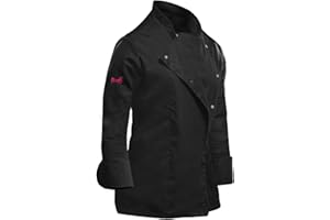 STRONGANT Veste de Cuisine pour Femmes Stretch Uniforme Professionnel de Chef Cuisinier avec Boutons sur Les devants Manches Longs Manches Courts Noirs Blanc Gris Rose