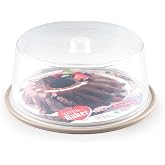 CABLEPELADO - Plastic Cake Tray - Storage Container - Food Transport - Serving Plate - Food Bell - 34cm - Beige