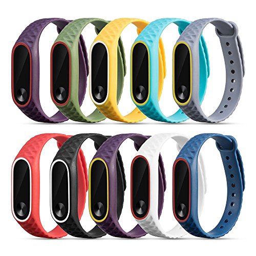 10PC Pulsera de reloj de pulsera de silicona de repuesto Correa de muñeca de silicona Xinan Para Xiaomi Mi Band 2