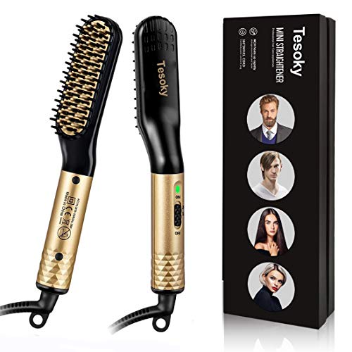 Lisseur Barbe Brosse Lissante Cheveux,Tesoky Rapidement Brosse Chauffante pour Lisseur Barbe Multifonctionnel Lisseur Cheveux Peigne Brosse Barbe Outils pour Homme et Femme (EU & UK)