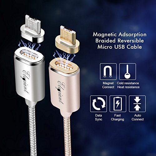 Magnetische USB Ladekabel Datenkabel, ELEGIANT verbesserte Version 1.2M Micro USB 2.0 Magnet Ladekabel Kabel Charger Lade Kabel Netzteil Adapter High Speed Sync und Schnellladekern mit LED Statusanzeige für Android Smart Handys Tablets Samsung galaxy NOTE 5 LG G4, G3, G2, Motorola Nexus 6 SONY Xperia Z3.Z2 usw (Nicht für Samsung GALAXY S6, S6 edge, S6 edge+, S7, Galaxy S7 Edge, Type C) - 6