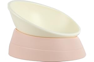 JWPC Bulldog Bowl Anti-Slip Dog Cat Dish Detachable Rubber Dog Bowl Pet Sterile Tilted Pet Feeder Slope Base,White