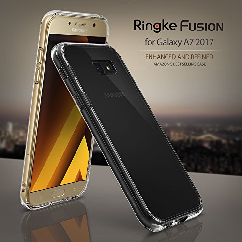 Ringke Funda para Galaxy A7 2017   Fusion  Protector de TPU con Parte Posterior Transparente de PC Caso Protectora Biselada para Samsung Galaxy A7 2017 - Negro Humo Smoke Black