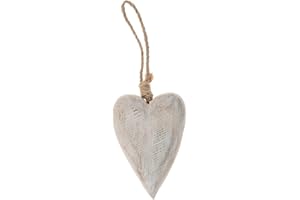 MATCHES21 HOME & HOBBY matches21 Cuore in legno da appendere con cordino, decorazione a forma di cuore, decorazione da appendere, in legno, bianco, 1 pezzo, 10 x 2 x 15 – 30 cm