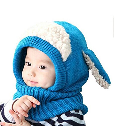 Jastore® Lovely Winter Warm Toddler Kids Baby Unisex Woolen Kintted Scarves Cap (Blue)