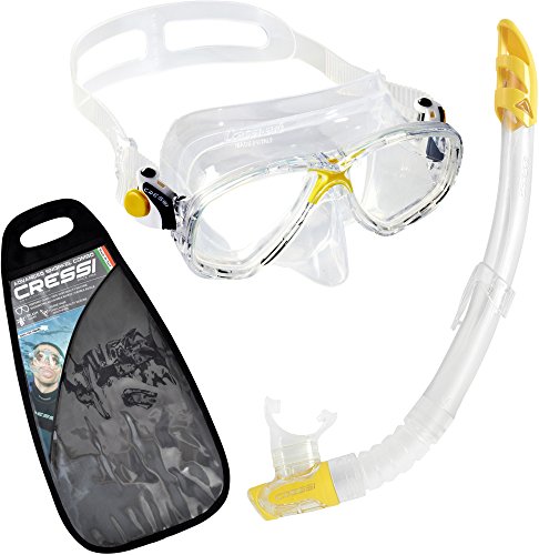 Cressi Marea VIP Gafas y Tubo de Snorkel Unisex Adulto, Transparente/Amarillo, Talla Única