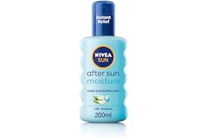 NIVEA SUN After Sun Moisture Spray (200 ml), 48H Moisturising Spray with Organic Hyaluron and Aloe Vera to Soothe, Soften and Relieve Signs of Sun-Stressed Skin