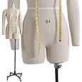 Female Mannequin Torso Dress Forms for Sewing, Pinnable Body Form with 2 Soft Arms, Tailor Dressmaker Dummy Mannequin on Wheels, Adult Full Size(Size:XX-Large)