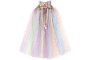 Namvo Cape de Princesse colorée Cape en Tulle à Paillettes Scintillantes pour déguisement de Fille, Costume d'halloween, Carnaval, fête d'anniversaire, Cosplay