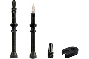 YAIYEFU 2 Pcs Black Tubeless Presta Valve Stem, Durable Super Light Alloy Presta Valve Stem Kit with Valve Core Remover Tool and Valve Stem for Bicycles and Road Bikes Bike Accessories(60mm)