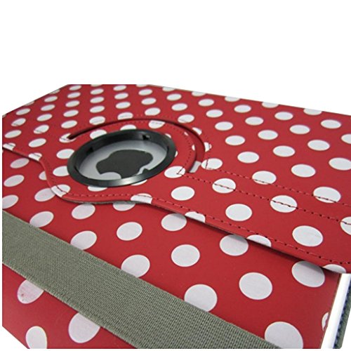 iPad 2/ iPad 3/ iPad 4 Hülle, Apple iPad 2/ iPad 3/ iPad 4 Hülle Lifetrut® Ultra-slim Flip Kunstleder Tasche Edles Cover Leder Case Ultra Dünn und super leicht Leder Hülle Schutz Hülle mit Standfunktion [Rot + Weiß Polka-Punkt] - 7